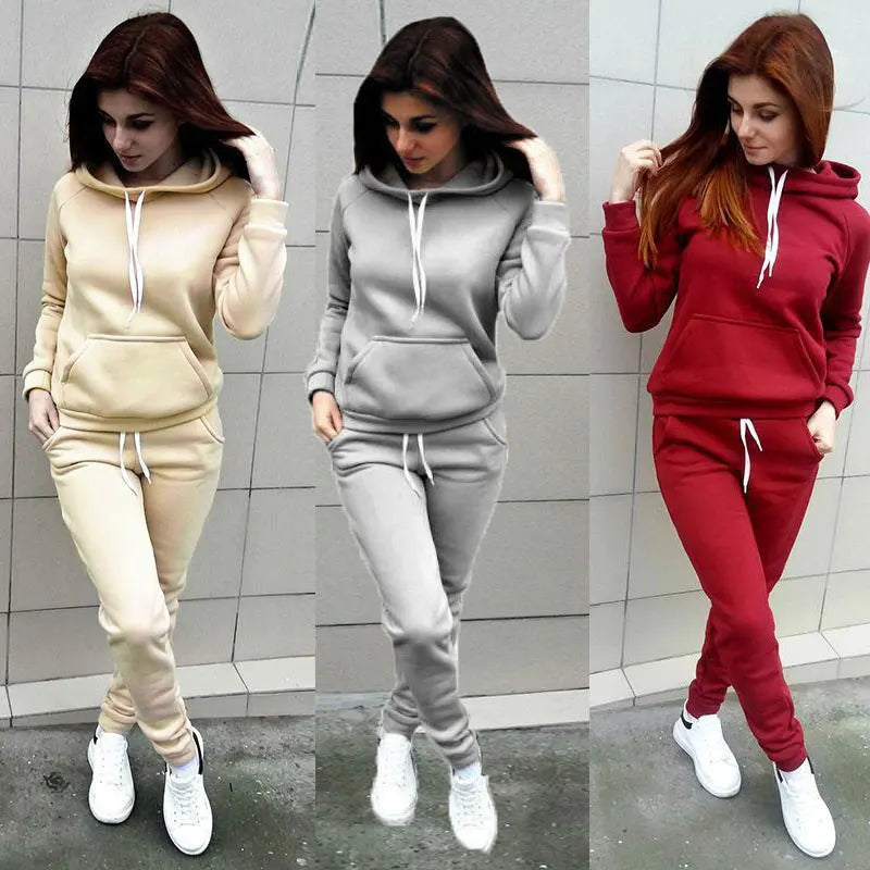 Women Fashion Casual Sweatshirt Ladies Sweat Suit Jogging Set Hot Sale Elegant Hoodies Sports Tops Pants Run Tracksuit