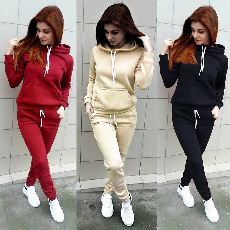 Women Fashion Casual Sweatshirt Ladies Sweat Suit Jogging Set Hot Sale Elegant Hoodies Sports Tops Pants Run Tracksuit