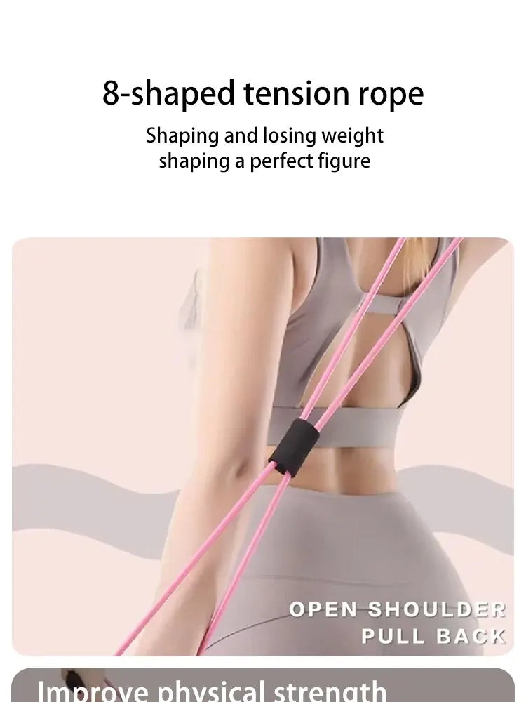 1 Pc 8-shaped Tension Rope Auxiliary Household Elastic Band with Handles Training Equipment For Leg Thigh Arm Strength Training