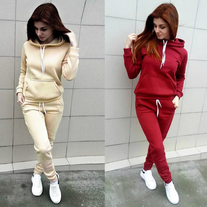 Women Fashion Casual Sweatshirt Ladies Sweat Suit Jogging Set Hot Sale Elegant Hoodies Sports Tops Pants Run Tracksuit